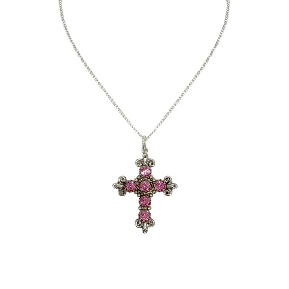 VIRGINS SAINTS & ANGELS VSA Addie Charm Necklace Silver & Pink